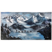 Mount Everest And Ama Dablam Painting 16" W x 22" H