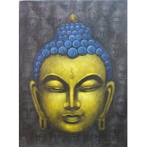 Buddha Head Painting 16" W x 22" H 