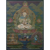 Vajrasatwa Tibetan Thangka Painting 28.5" W x 38.5" H Hand Paint Nepal