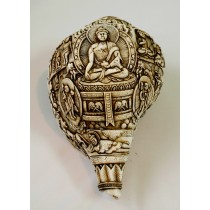 Buddha Life Sankha Conch Shell 8" H x 15.5" C Hand Carved Nepal.