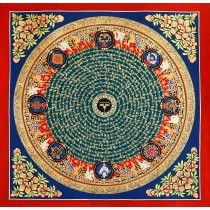 Mantra Mandala Tibetan Thangka Painting 22" W x 22" H