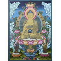 Shakyamuni Buddha Tibetan Thangka Painting 28.5" W x 39" H