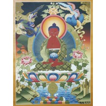 Amitabha Buddha Tibetan Thangka Painting 30" W x 40" H