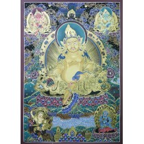 Kuber Tibetan Thangka Painting 29.5" W x 40.5" H Hand Paint Nepal