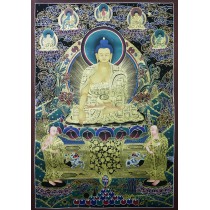 Shakyamuni Buddha Tibetan Thangka Painting 29.5" W x 40.5" H