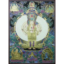 Lokeshwor Tibetan Thangka Painting 30" W x 40" H 