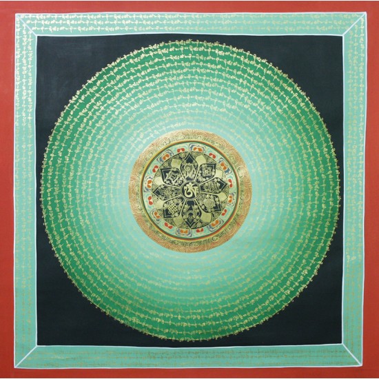 Mantra Mandala Tibetan Thangka Painting  32" W x 32" H