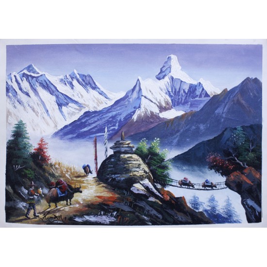 Mt. Everest Acrylic Painting  24" W  x 17" H