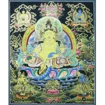 Kuber Tibetan Thangka Painting 21" W x 27" H