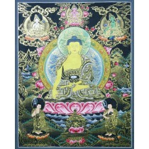 Shakyamuni Buddha Tibetan Thangka Painting 20" W x 26.5" H