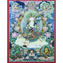 Khacheri Tibetan Thangka Painting  20" W x 26.5" H