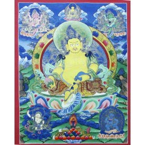 Kuber Tibetan Thangka Painting 19.5" W x 26.5" H