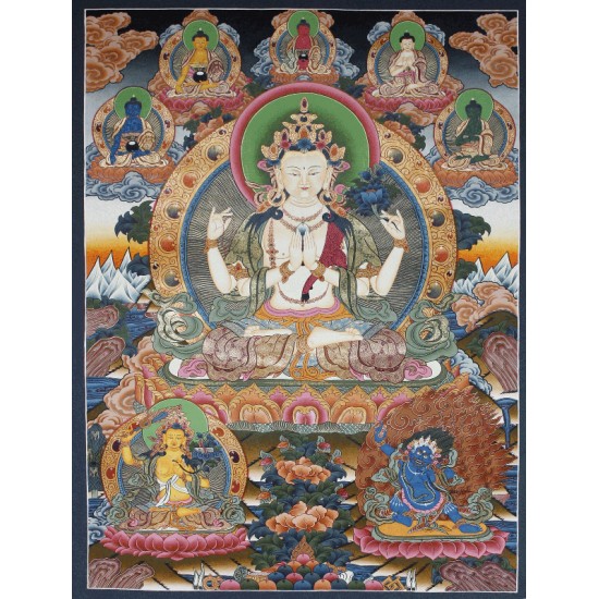 Khacheri Tibetan Thangka Painting 28" W x 38" H