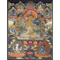 Manjushree Tibetan Thangka Painting 28" W x 38" H