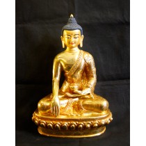 Shakyamuni Buddha Full Gold Statue 7" W x 8" H