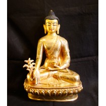 Medicine Buddha Full Gold Statue 7" W x 8" H