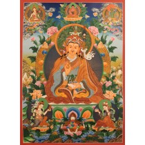 Guru Padmasambhava Tibetan Thangka Painting 52 cm W x 72 cm H