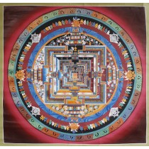Red Kaalchakra Tibetan Thangka Painting 41" W x 41" H