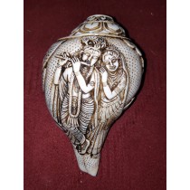 Radha Krishna Carved Sankha/Conch 11" C x 7" H