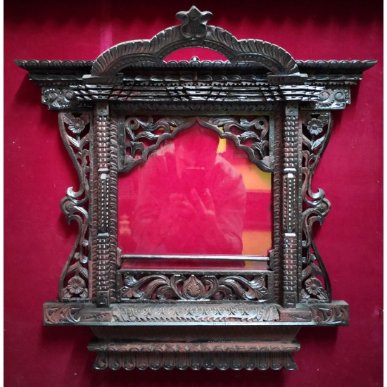 Kumari Goddess Wooden Window Photo Frame 21" W x 20" H