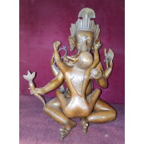 Ganesh Shakti Copper Oxidized Statue 7" W x 11" H
