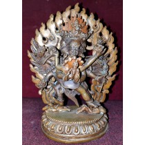 Chakrasambara Copper Oxidized Statue 4" W x 5.5" H