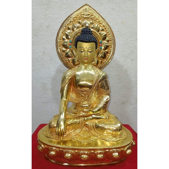 Full Gold Plated Shakyamuni Buddha Statue 14" H