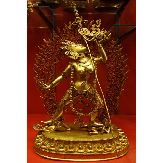 Akash Jogini Gold Gilded Statue 14" W x 24" H