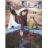 Women Collecting Water From Well Painting 22" W x 32" H