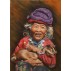 Women Holding Goat Acrylic Painting 22" W x 32" H