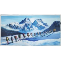 Everest Trekking With Potters Acrylic Painting 2ft W x 4ft H