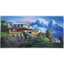 Mount Annapurna and Macchapuchre Range Acrylic Painting 4ft W x 2ft H