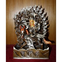 Gesar (Tibetan King) Copper Oxidized Statue 9" W x 14" H