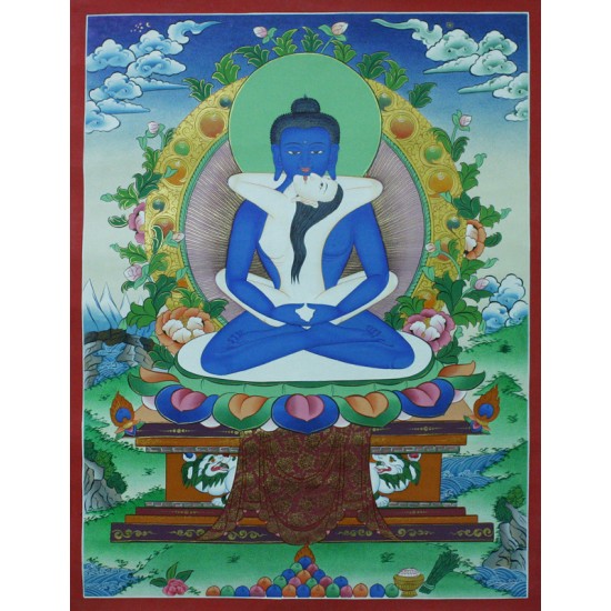 Buddha Shakti Tibetan Thangka Painting 20" W x 26" H