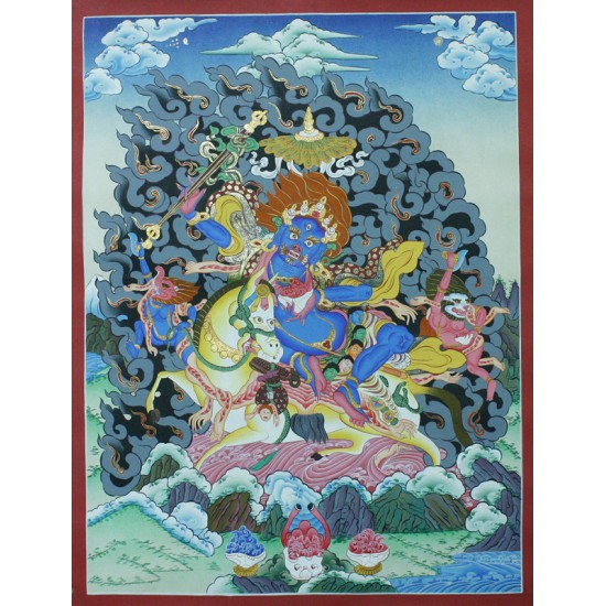 Palden Lhamo (Chhwaskamuni) Tibetan Thangka Painting 20" W x 26" H