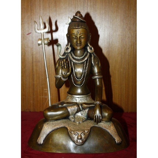 Shiva Copper Oxidized Statue 8.5" W x 12" H