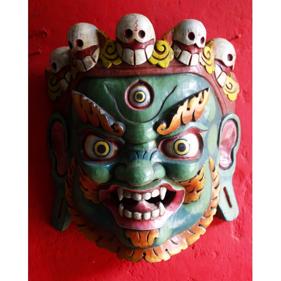 Bhairav Wooden Mask 13" W x 15" H