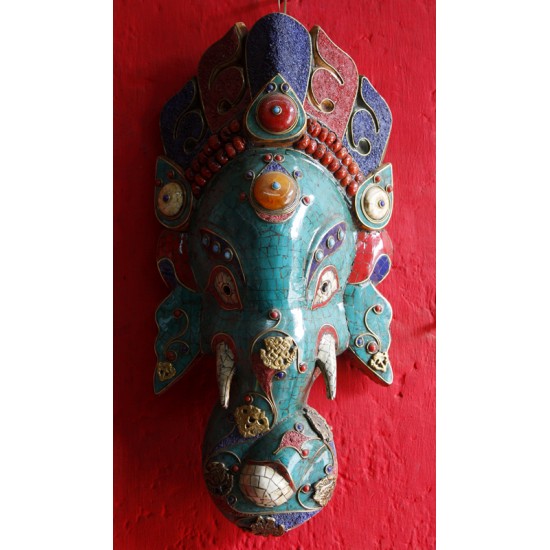 Ganesh Stone Studded Mask 6" W x 13" H