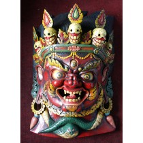 Wooden Bhairav Mask 17.5" W x 25" H