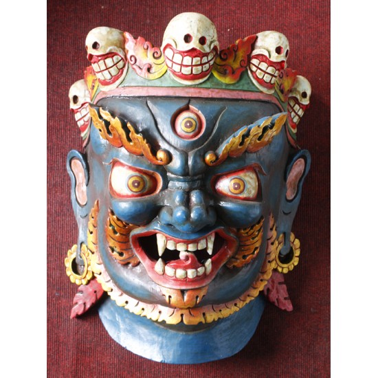 Bhairav Wooden Mask 17" W x 19" H
