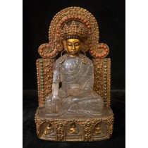 Shakyamuni Buddha Crystal Statue 5.5" W x 9.5" H