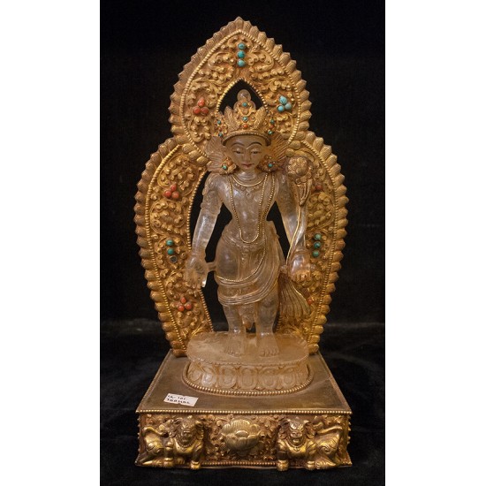 Standing Lokeshwor Crystal Statue 6" W x 12" H