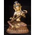 Saraswoti Half Gold Plated Copper Statue 9.5" W x 12" H
