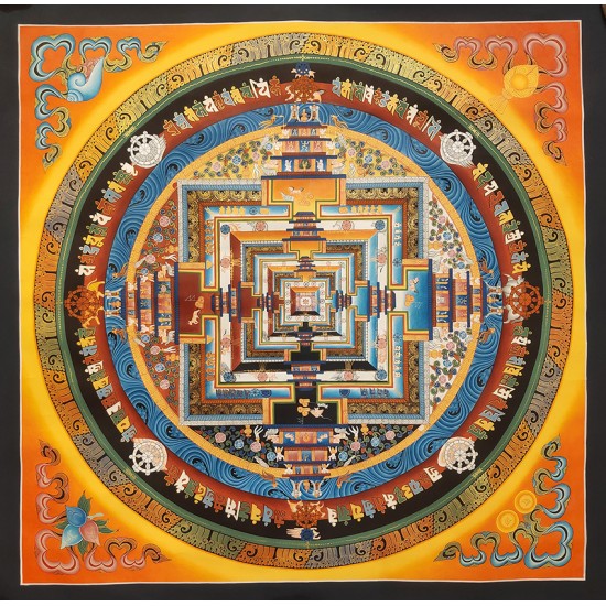 Kaalchakra Mandala Tibetan Thangka Painting 70 cm W x 70 cm H