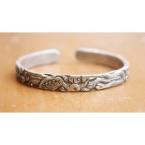 Handcarved Design Silver Bracelet