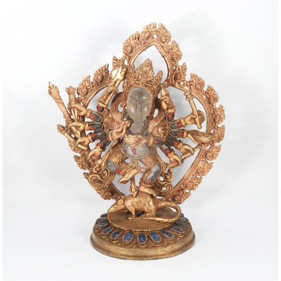 Standing Ganesh Crystal Statue 7" W x 9.5" H