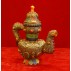 Amber Stone Filigree Tibetan Tea Pot 6" W x 7.5" H x 2" D