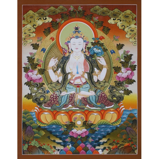 Khacheri Tibetan Thangka Painting 22" W x 29" H