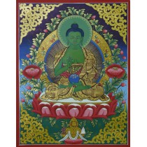 Shakyamuni Buddha Tibetan Thangka Painting 20.5" W x 27" H