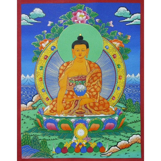 Shakyamuni Buddha Tibetan Thangka Painting 20" W x 26" H